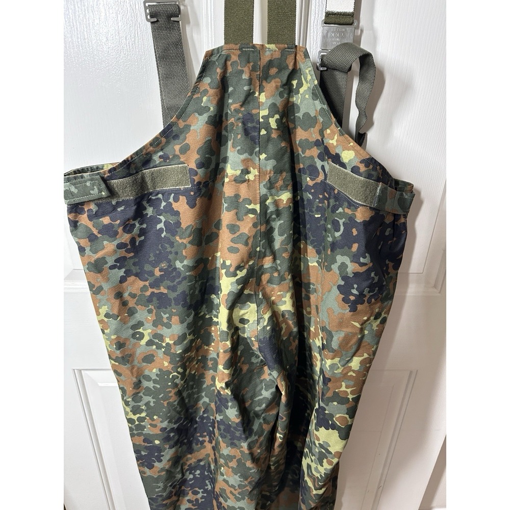 Vintage German Flecktarn Goretex Bib Rain Pants Mens XL Camo 1999 - Picture 10 of 12